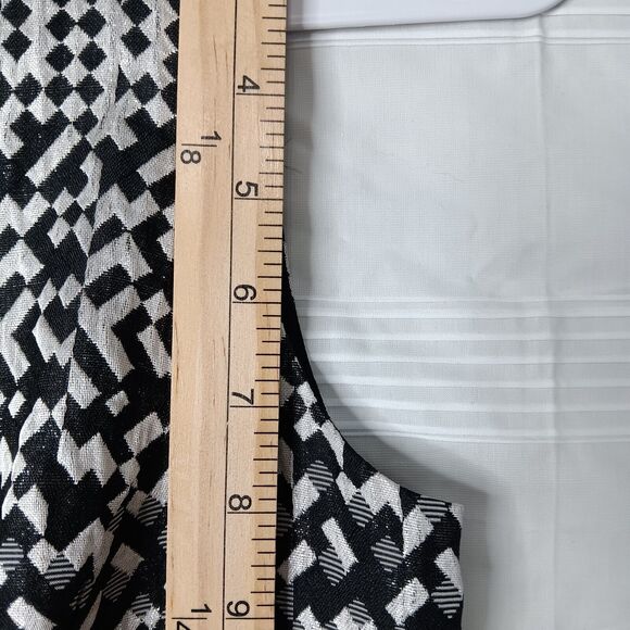 Cynthia Rowley Metallic Geo Pattern Fit & Flare Dress Black White Silver Size 2 - Picture 12 of 14